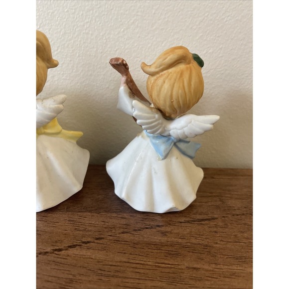 Vintage Homco #5551 Christmas Angels Musical Instruments Set of 4 Figurines - Picture 9 of 10